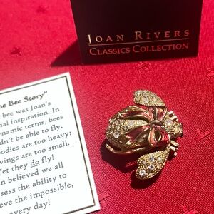 Joan Rivers Gold and Red Crystal Bee Brooch